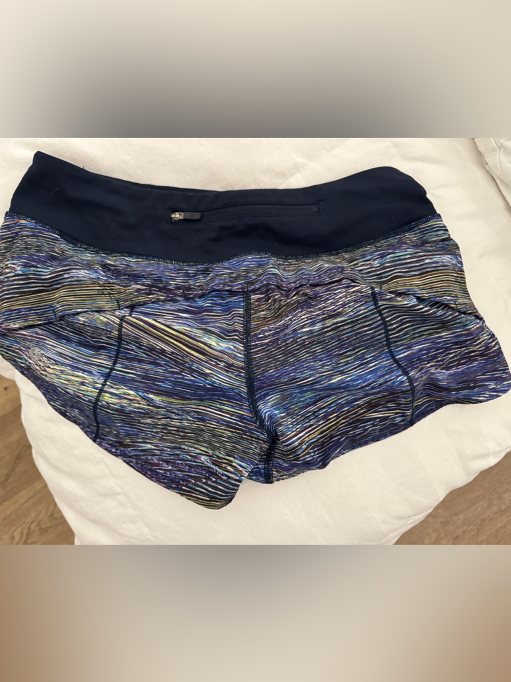 lululemon athletica Black Waist Multicolor Striped Running Shorts